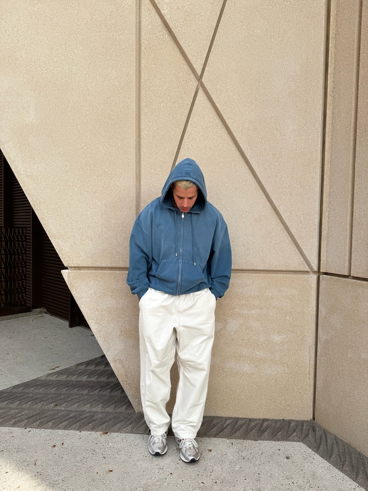 Barix™ Core Hand Sprayed Zip Hoodie Faded Blue
