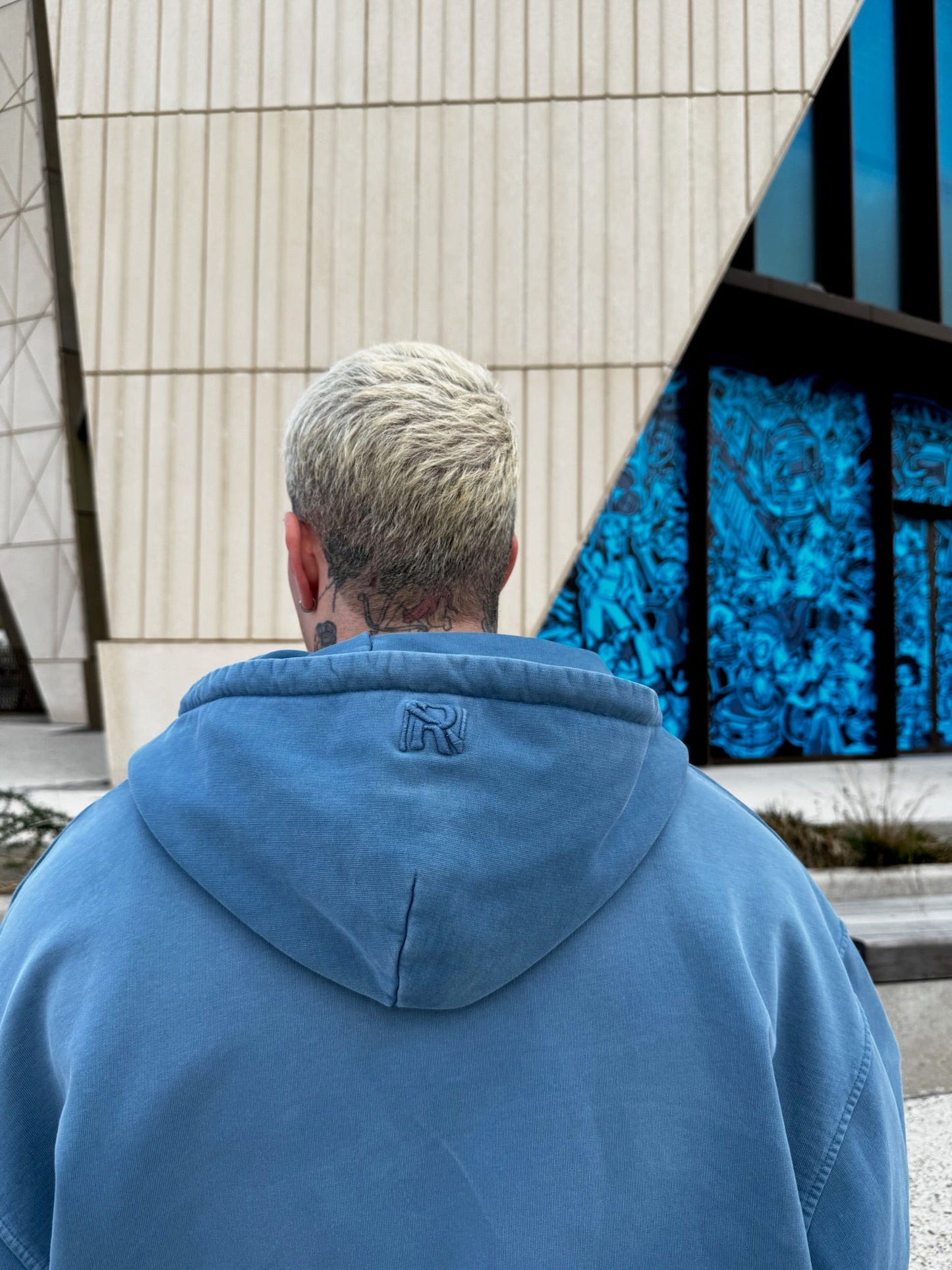 Barix™ Core Hand Sprayed Zip Hoodie Faded Blue