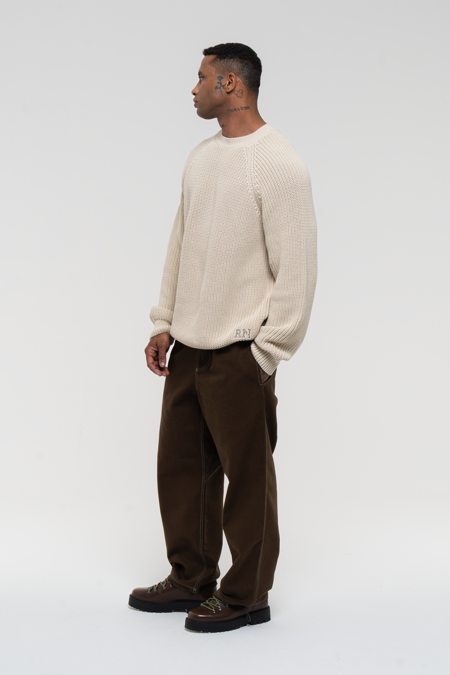 Barix™ Canvas Cotton Wide Leg Trousers Brown