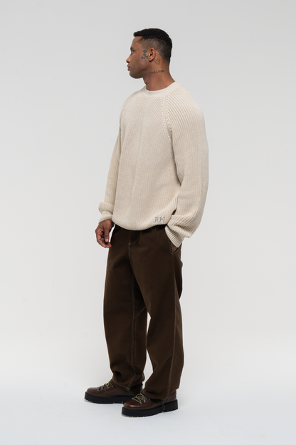 Barix™ Canvas Cotton Wide Leg Trousers Brown