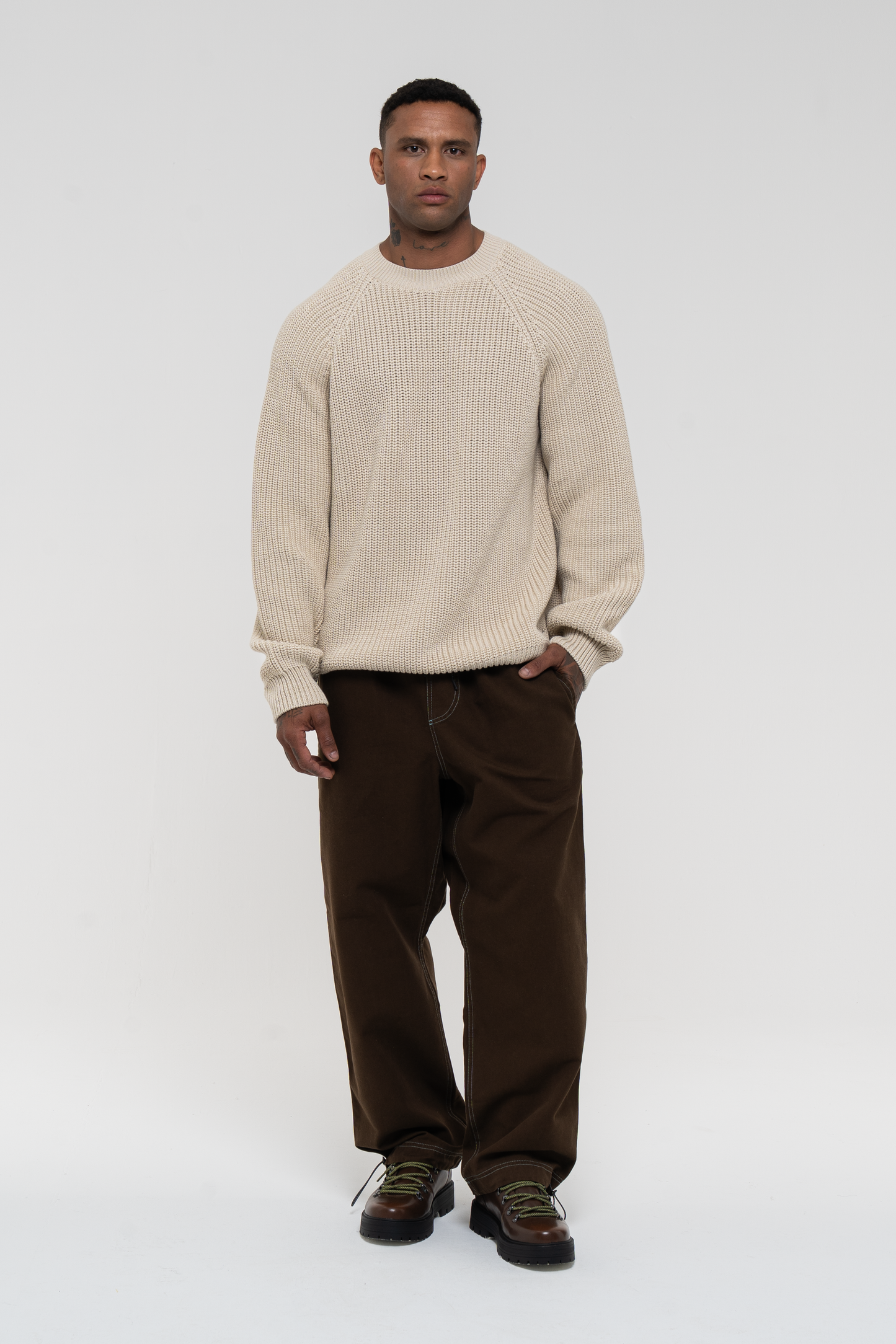 Barix™ Canvas Cotton Wide Leg Trousers Brown