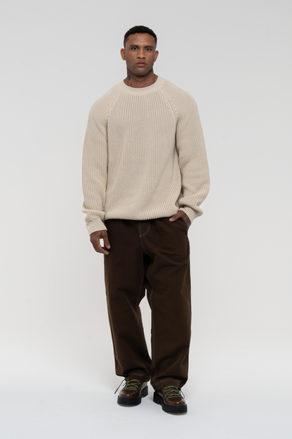 Barix™ Canvas Cotton Wide Leg Trousers Brown