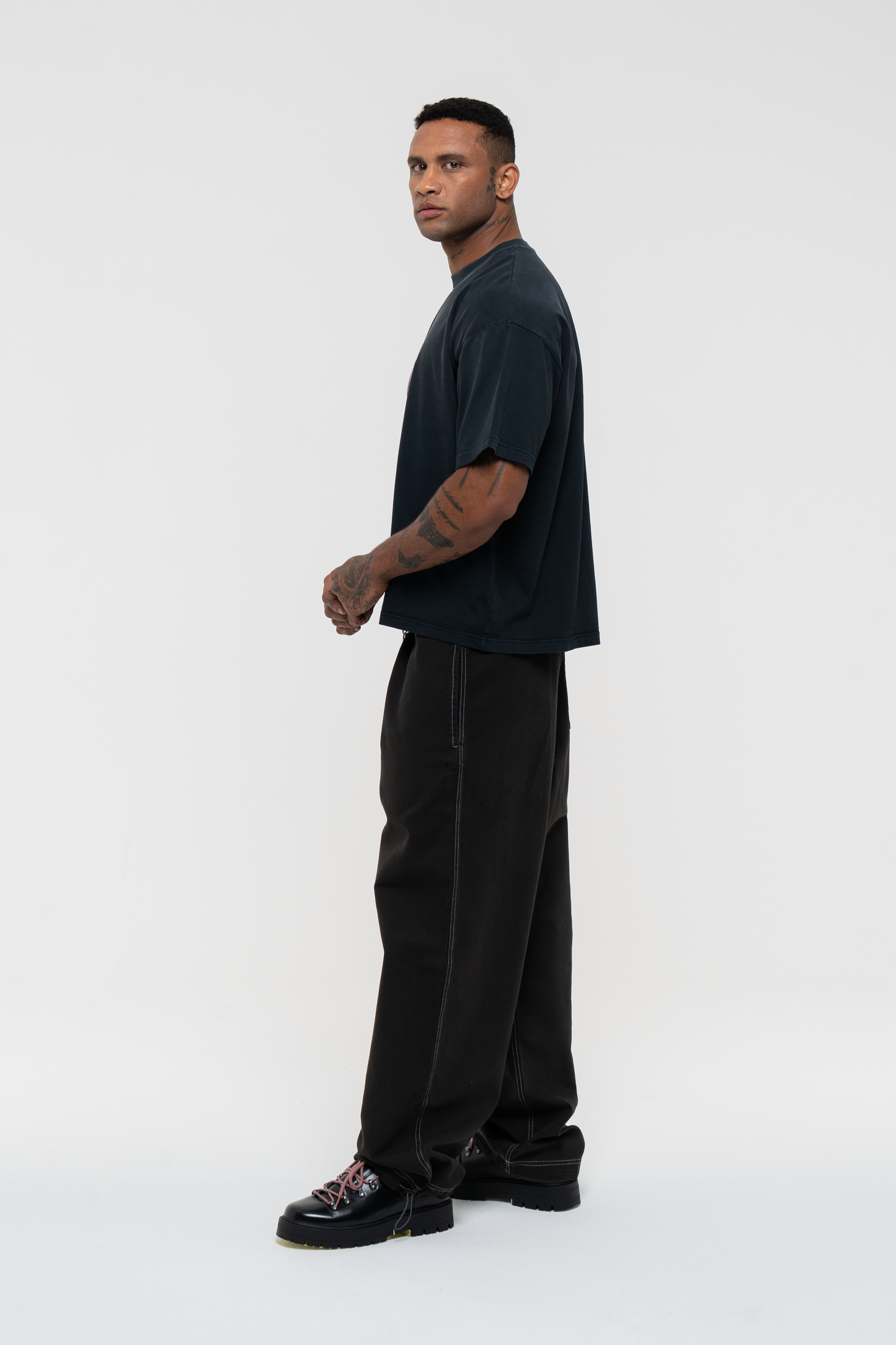 Barix™ Canvas Cotton Wide Leg Trousers Black