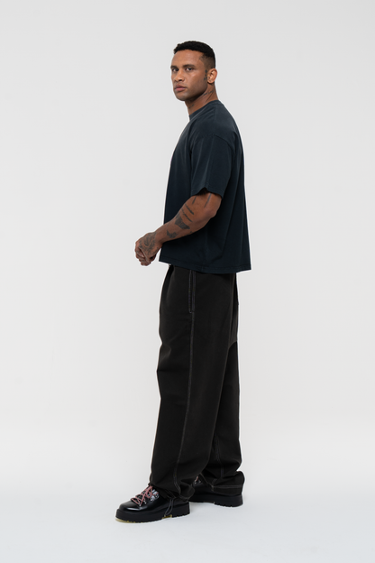 Barix™ Canvas Cotton Wide Leg Trousers Black