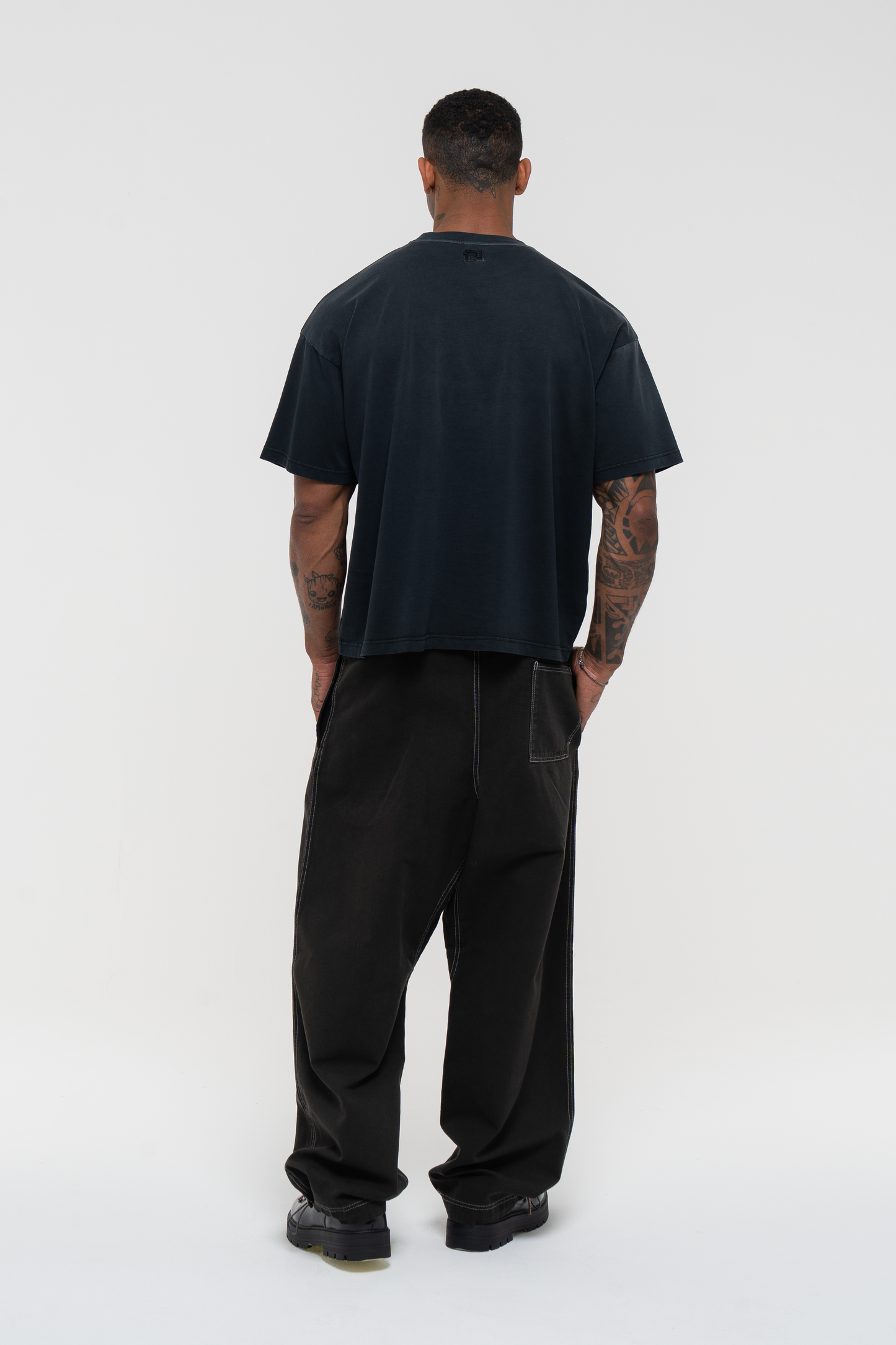 Barix™ Canvas Cotton Wide Leg Trousers Black
