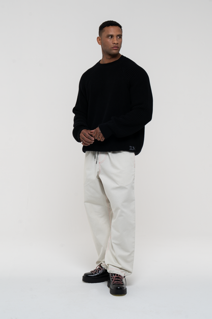 Barix™ Canvas Cotton Wide Leg Trousers Ivory