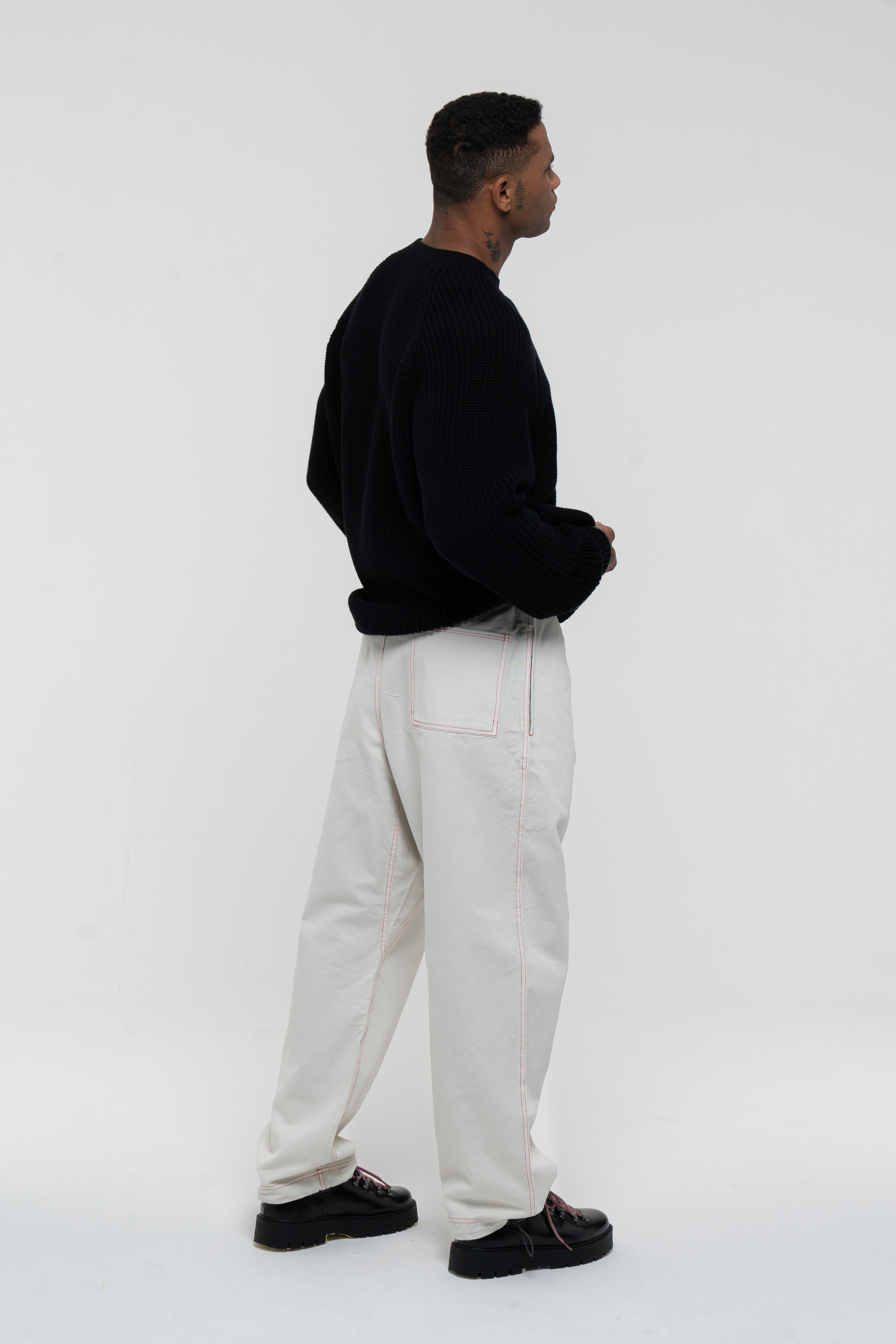 Barix™ Canvas Cotton Wide Leg Trousers Ivory