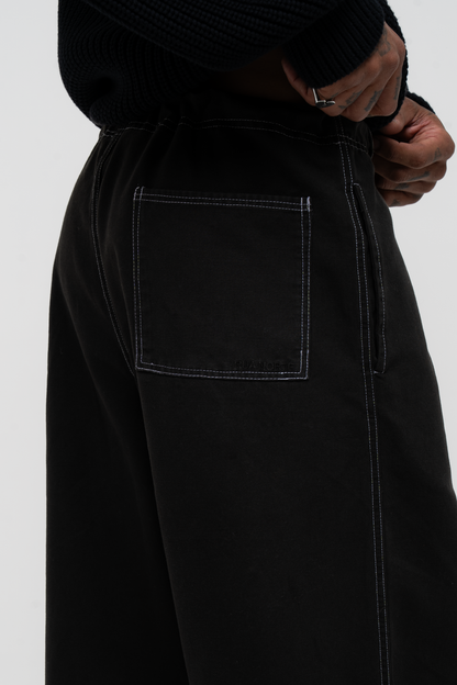 Barix™ Canvas Cotton Wide Leg Trousers Black