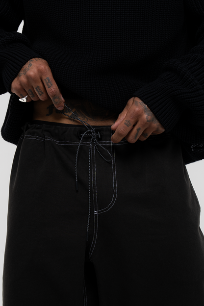 Barix™ Canvas Cotton Wide Leg Trousers Black
