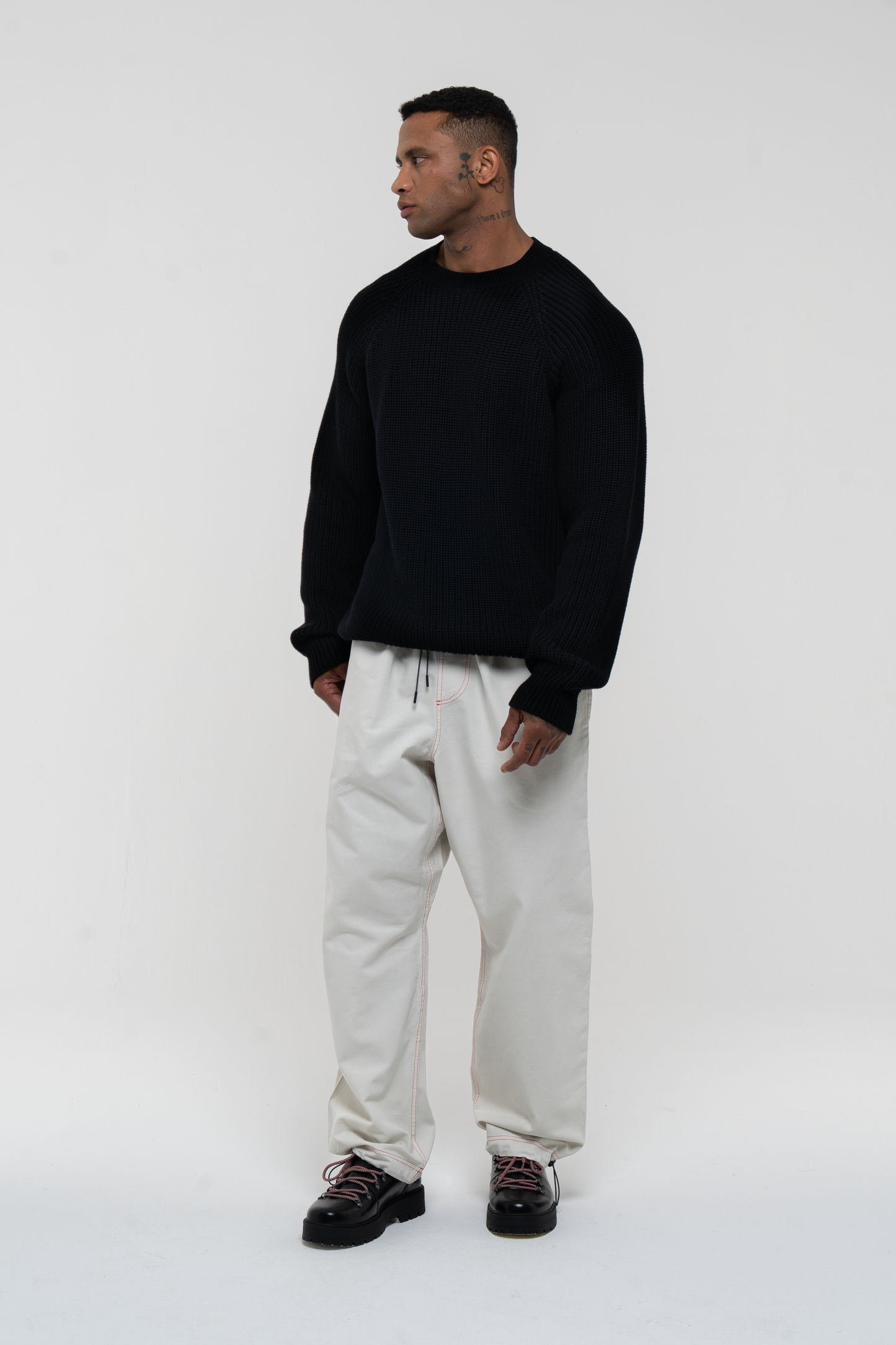 Barix™ Canvas Cotton Wide Leg Trousers Ivory