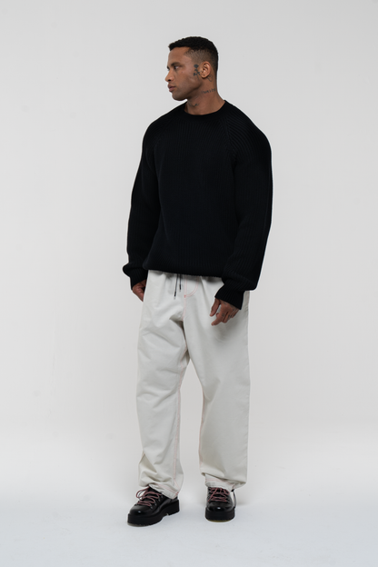 Barix™ Canvas Cotton Wide Leg Trousers Ivory