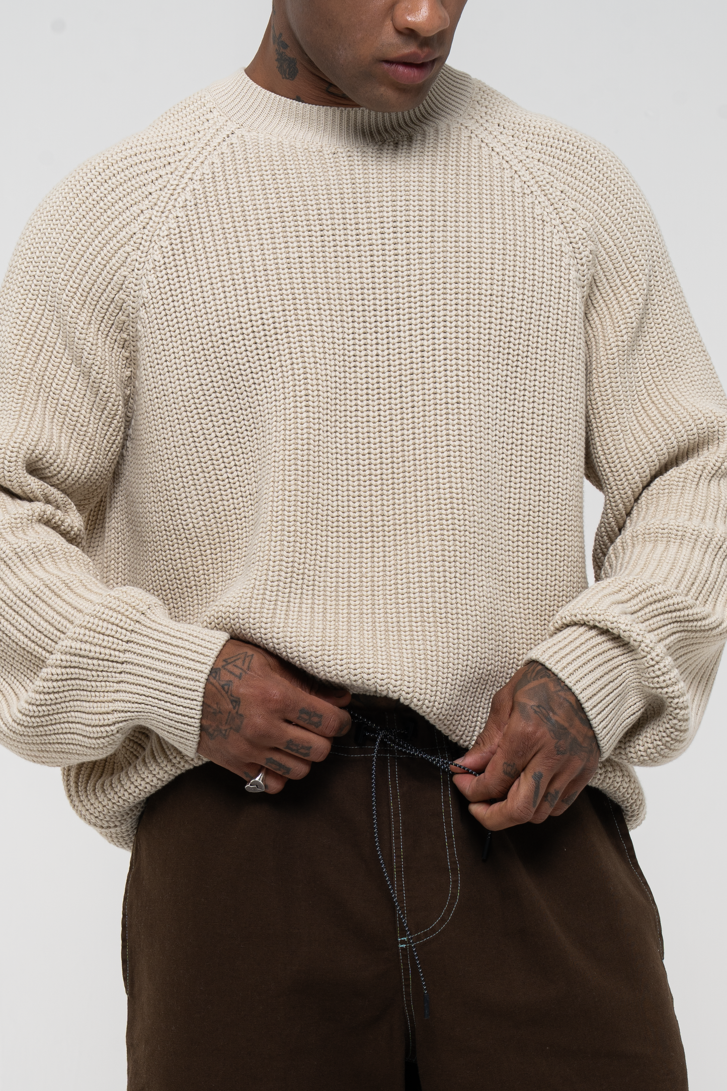Barix™ Canvas Cotton Wide Leg Trousers Brown